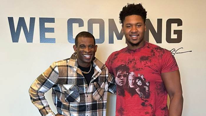 Tyler Johnson with Deion Sanders at CU